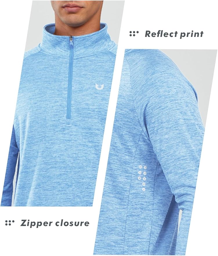 NORTHYARD Quarter Zip Pullover Men Running Shirt Long Sleeve Moisture Wicking Quick Dry Athletic Workout Shirts
