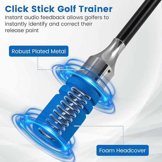 Tangkula Golf Swing Trainer, Click Stick Swing Training Aid for Speed, Flexibility, Balance, Tempo & Strength, Golf Swing Rhythm Correction with Click Sound, Weight Golf Warm-up Practice Tool