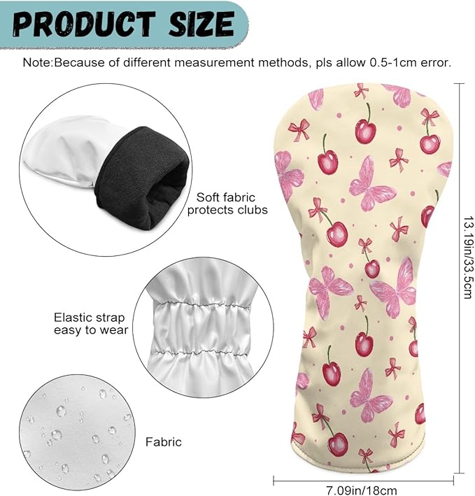 Golf Club Head Covers for Club Protective, Waterproof PU Leather Driver Fairway Wood Hybrid Head Cover