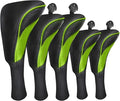 FINGER TEN Golf Club Head Covers for Woods Driver Fairway Hybrid Value 3/5 Pack, Long Headcover Interchangeable Accessories for Ultimate Club Protection