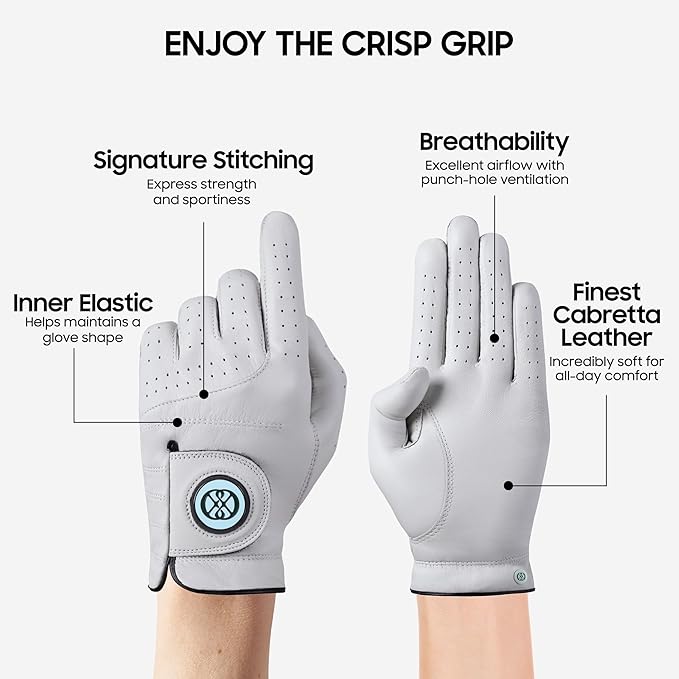 CLAPLEY Men’s Golf Glove – Premium Cabretta Leather with Magnetic Ball Marker, Breathable Design, Good Elasticity, Precious Gift for Golfers, Super Soft Feel, Left and Right Hand, Secure Fit