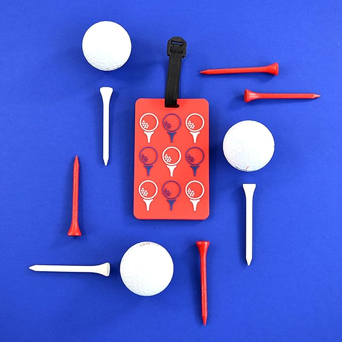 Golf Bag Tag – Golf Balls Design, Flexible & Waterproof Silicone Luggage Tag, Secure Strap for Bag Identification, Great Golf Gift for Players & Enthusiasts