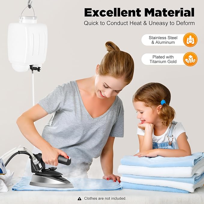 Gravity Feed Steam Iron 1200w 110v Powerful Clothing Steamer Gravity Commercial Steamer Temperature Settings Steam Iron Large-Capacity Water Bottle Industrial Electric Steams Irons Set