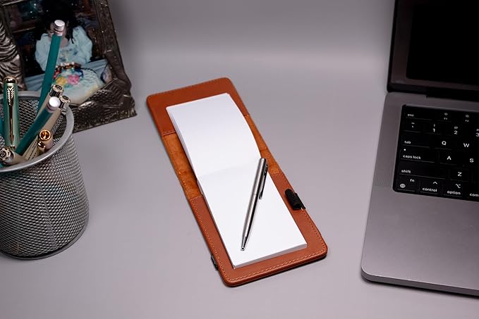 LaserGram Mini Padfolio with Notepad and Pen, Golfer Golfing, Personalized Engraving Included (Dark Brown)
