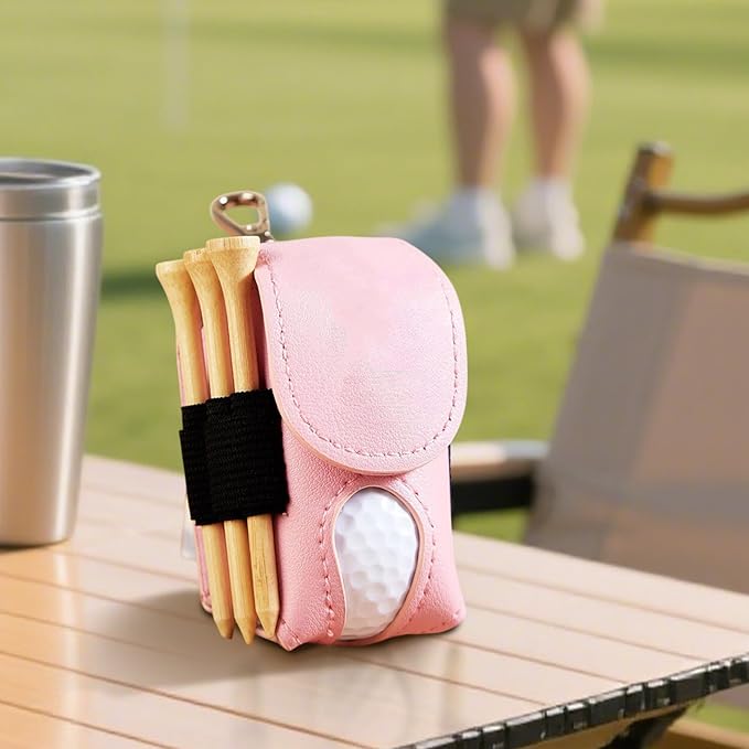 Drawelry Personalized Golf Balls Bag, Mini Golf Ball Pouch Storage Bag Portable Leather Golf Tee Holder Fathers Day Birthday Gift for Golfers Men Women