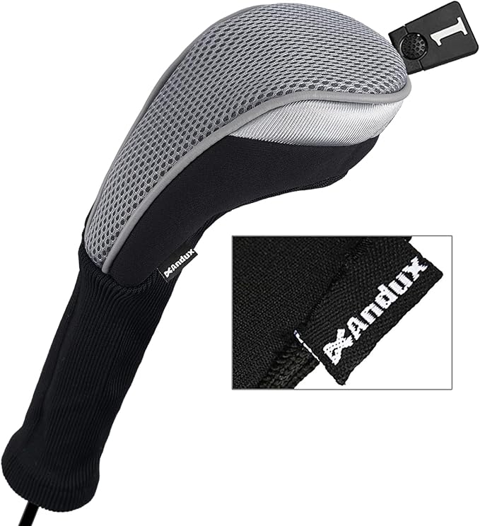 Andux 6pcs/Set Golf Club Head Covers Woods Drivers Fairway Hybrid Set Long Neck (3 Hybrid + 3 Woods)