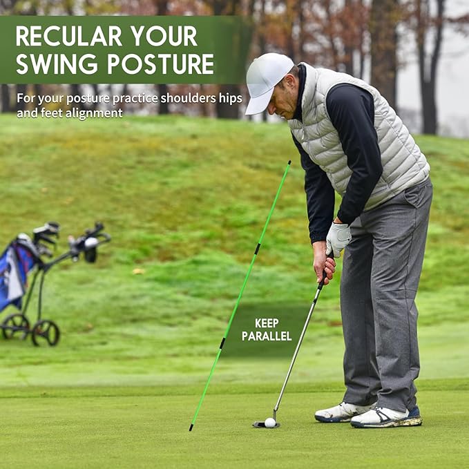 2 Pack Golf Alignment Sticks and 48” Foldable Training Rods, Lightweight Fiberglass Training Aid for Stance Alignment, Swing & Posture Correction, Portable with Storage Tube