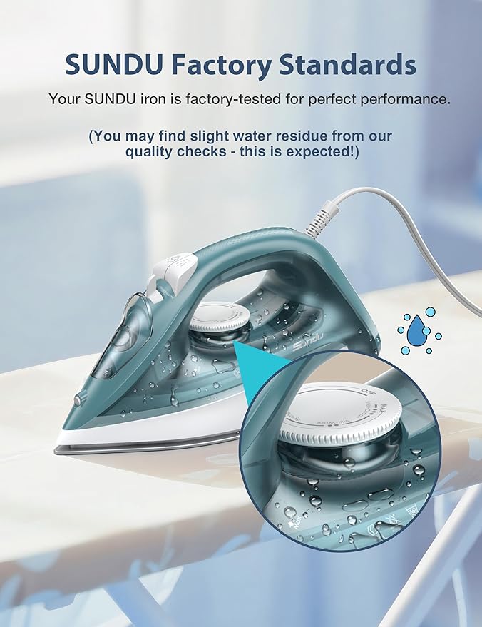 Iron Steamer for Clothes, Ceramic Soleplate, 500 Microsteam Holes, Powerful Steam Iron, Adjustable Steam, Burst of Steam, Self-Clean, Anti-Calc, Lightweight, Leakproof, Long-Lasting Steam