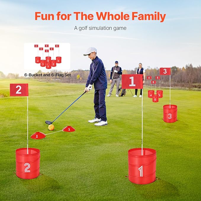 VEVOR Backyard Golf Game, 6 Hole Golf Course, Golf Practice Games, Golf Chipping Game for Family, Adults and Kids, Portable Outdoor Yard Golf Game for Lawn, Yard, Camping, Park, Beach