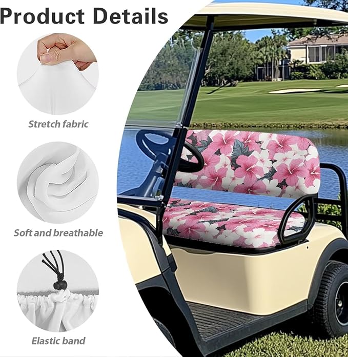 Golf Cart Seat Covers, Universal Fit & Nonskid Bottom Fits for Club Car 2 Person Seats Golf Carts