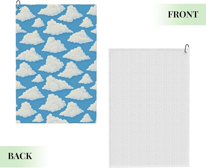 Cloud Golf Towel Waffle Microfiber with Hook Detachable Clip 24x16in