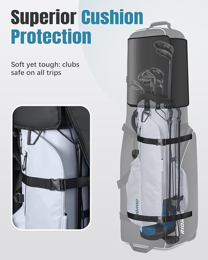 Golf Travel Bags for Airlines with Wheels, Soft-Sided 900D Oxford Cover, Padded Club Protection, Universal Fit Golf Gifts for Men and Women