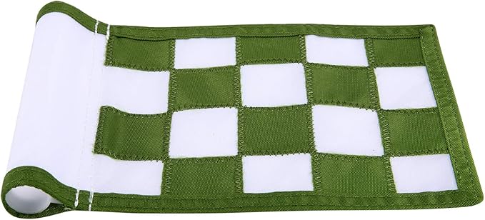 Nylon Golf Putting Green Flags - Solid & Checkered, Indoor/Outdoor, Portable Target Flags, 8.7"x6" (White-Green)