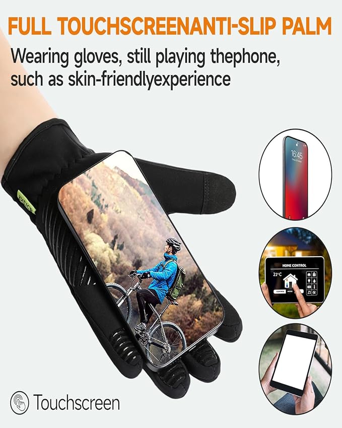 Men's Winter Gloves, Waterproof & Windproof -10°F Cycling Gloves for Women, Touch Screen Warm Gloves for Cycling Cold Weather, Driving Biking Running