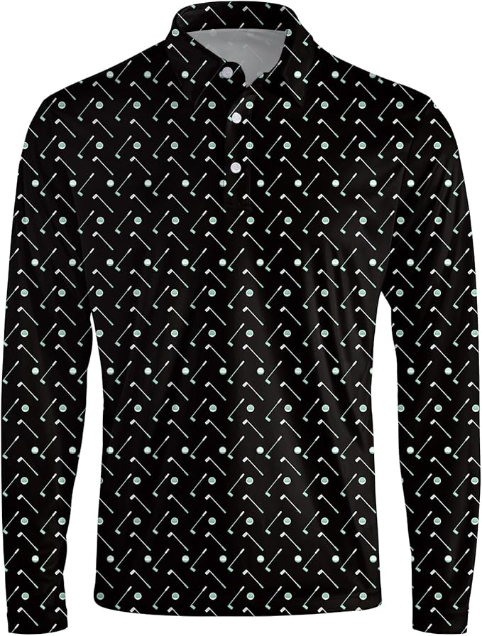 Men's Long Sleeve Golf Shirt Quick Dry 3 Button Work Fishing Outdoor Casual Collar Shirt