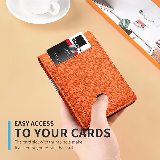 RUNBOX Money Clip Wallets for Men,Slim Leather Mens Bifold Wallet,RFID Blocking Front Pocket Wallet,Thin Credit Card Holder with Gift Box