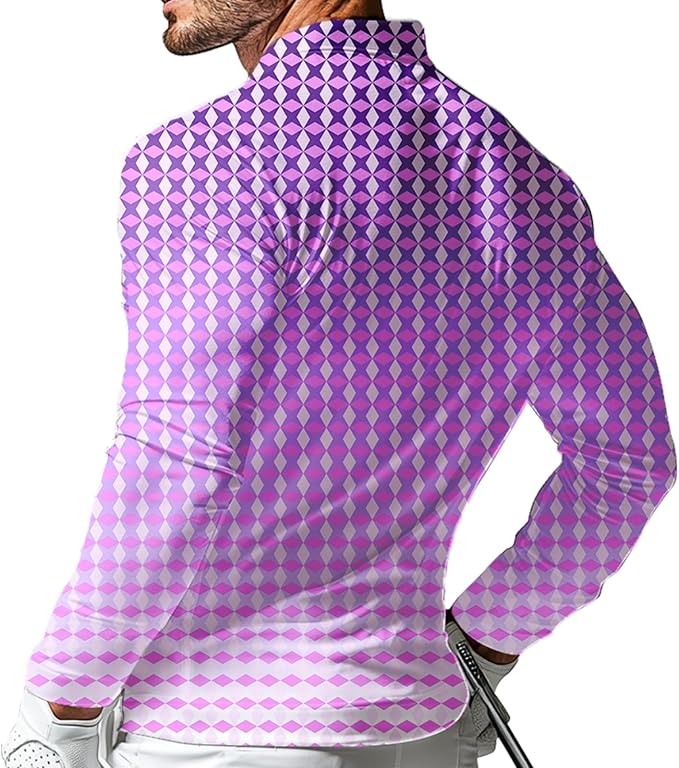Men's Long Sleeve Golf Shirt Quick Dry 3 Button Work Fishing Outdoor Casual Collar Shirt