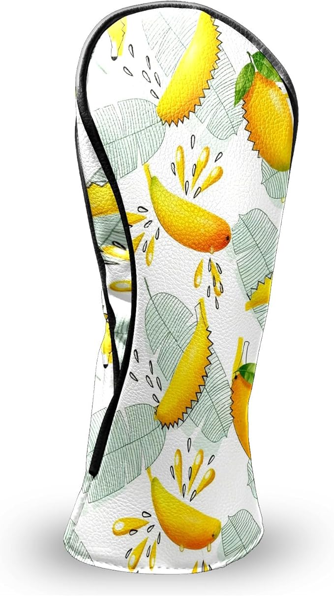 Premium Leather Golf Club Headcovers,Mango Pattern Fits Driver Hybrid Fairway 3/5 Wood,with Scratch-Resistant Lining, Gift for Men and Women