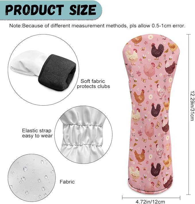 Golf Club Head Covers for Club Protective, Waterproof PU Leather Driver Fairway Wood Hybrid Head Cover