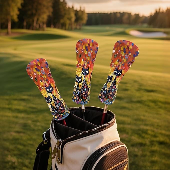Golf Club Head Covers for Club Protective, Waterproof PU Leather Driver Fairway Wood Hybrid Head Cover