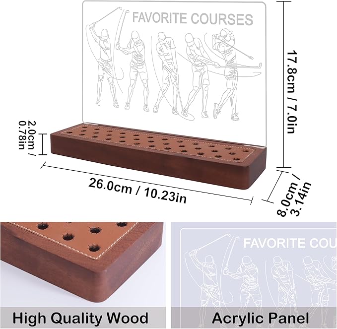 Light Up Golf Pencil Display Case, Wooden Acrylic Accessories with Warm White Lights for Pencil Display and Storage in Homes, Offices, Golf Pro Stores, Golf Museums, and Galleries