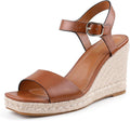 BCTEX COLL Women's Platform Wedge Espadrilles Sandals Comfortable Open Toe Ankle Strap Summer Casual Shoes Brown Black Nude