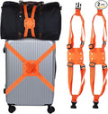 Adjustable Luggage Straps, Suitcase Elastic Strap Bag Bungee with Buckles Travel Accessories - Fitting for(Travel/Add A Bag/Securing Luggage), 27-66 Inch & 2Pcs & Orange
