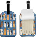 Cute Dogs Luggage Tag for Suitcases,Colorful Pug Doggy Puppy Blue PU Leather Baggage Tags Bag Tags Travel Id Label for Luggage Women Men -1 Piece