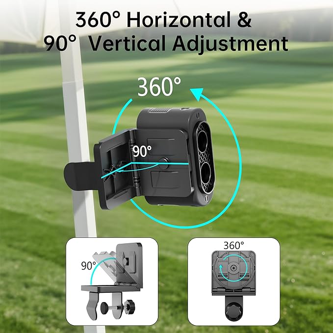 Rechargeable Golf Cart Fan, 14500mAh Battery Powered, 35Hrs Cooling, 5 Powerful Speed & LED Lantern, Dual Head Strong Clip Compatible with EZGO Club Car Yamaha, Golf Cart Push Cart Accessories