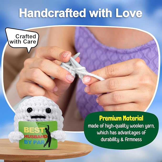 AICase Golf Gifts for Husband, Crochet Golf Ball Gag Gift Ideas Cool Stuff for Men Golfers Unique Birthday Valentine’s Day Anniversary Funny Fathers Gifts for Husband Him Christmas from Wife