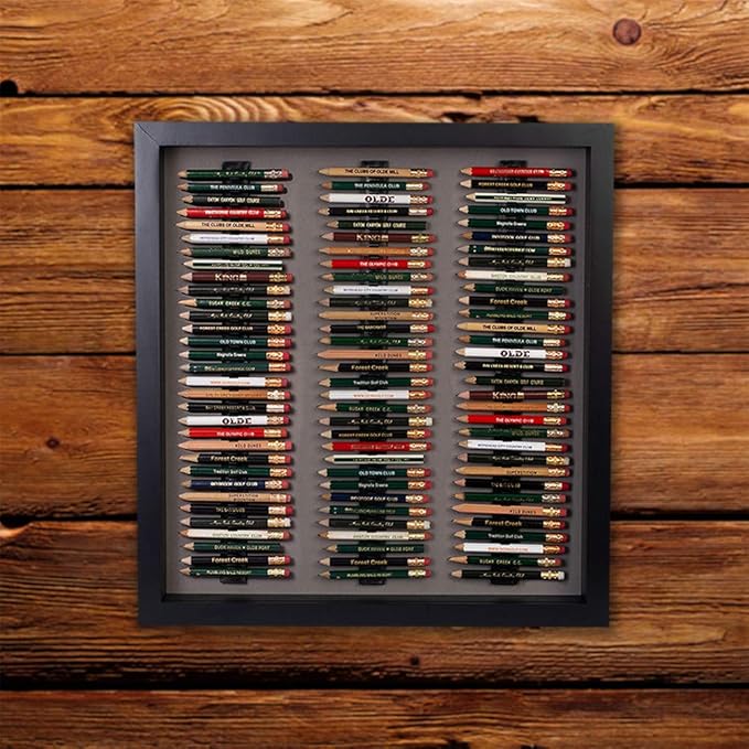 Eureka Golf Pencil Display Case with Acrylic Cover | Holds 96 Round or Hexagonal Pencils | Black/Green | USA Made