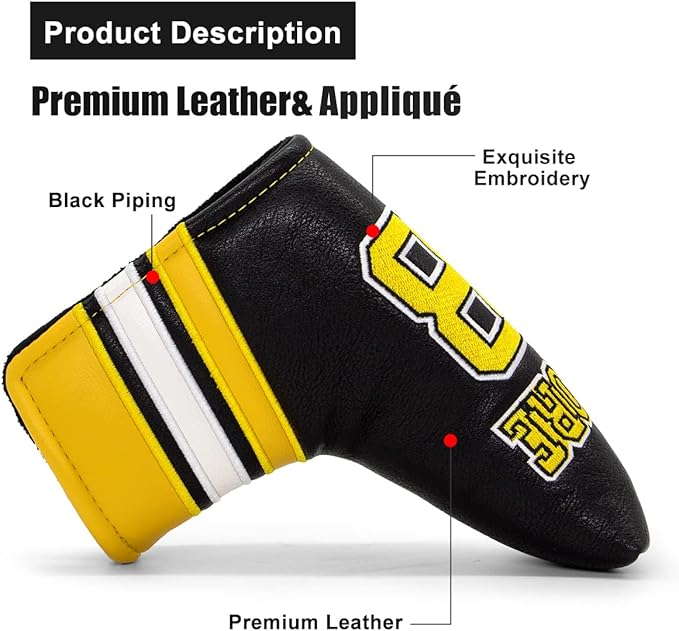 Golf Headcovers Happy Gilmore Golf Club Head Covers Advanced Embroidery Premium Leather Driver Headcover Fairway Wood Covers Hybrid Head Covers, Golf Mallet Blade Putter Cover