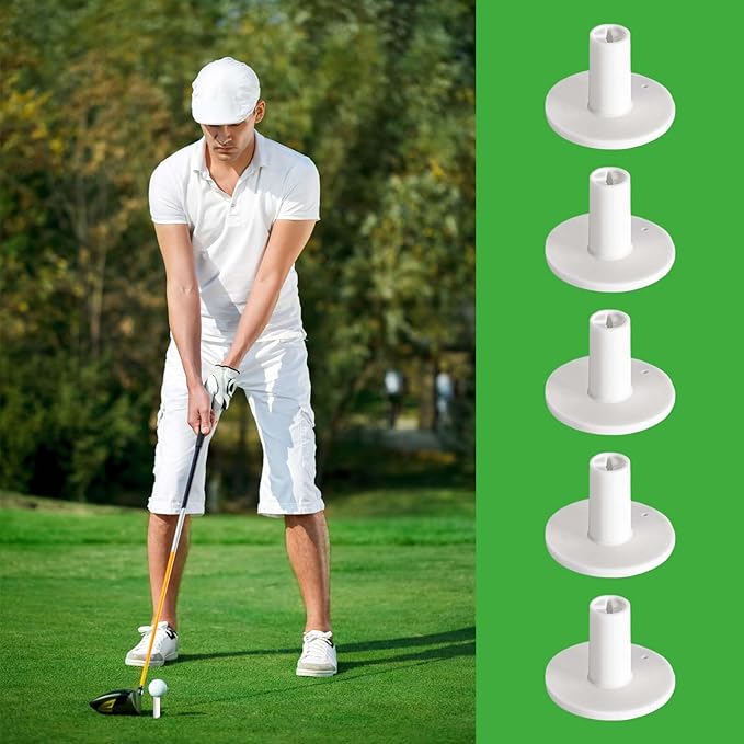 Rubber Golf Tees for Mats Adjustable Height Golf Simulator Tees,Indoor Outdoor Practice,Non-Slip Mat Tees with Holder,Compatible with Driving Range