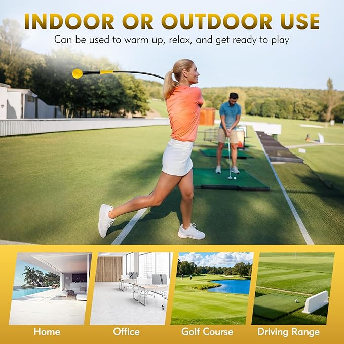 GYMAX Golf Swing Trainer, Warm-Up Stick with Grip Trainer for Rhythm, Balance, Tempo & Strength, Right Handed Swing Speed Training Aid, Weighted Golf Club for Indoor Practice