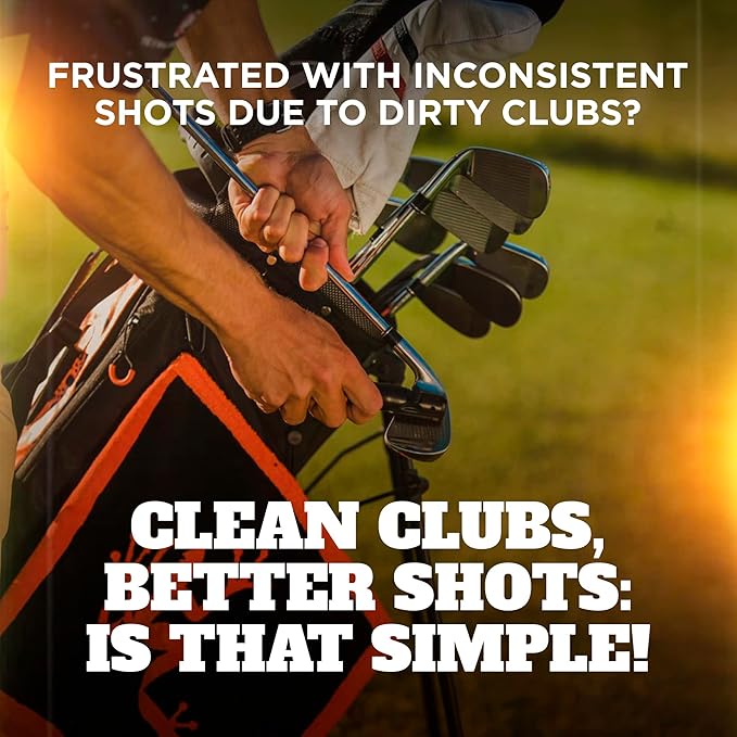 Frogger BrushPro Golf Club Cleaner with Ergonomic Grip and 2.5 ft. Retractable Cord, Sturdy Golf Club Brush and Groove Cleaner for Golfers, Golf Dad