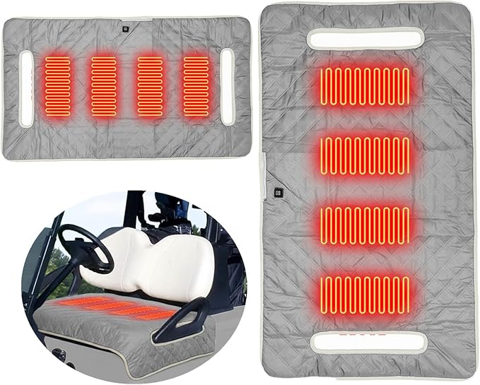 Golf Cart Heater, Heated Golf Cart Seat Cover - USB Powered 4-Zone Warming Pad & Electric Blanket for Golf Carts, 3-Temperature Settings with Portable Foldable Design (Grey)