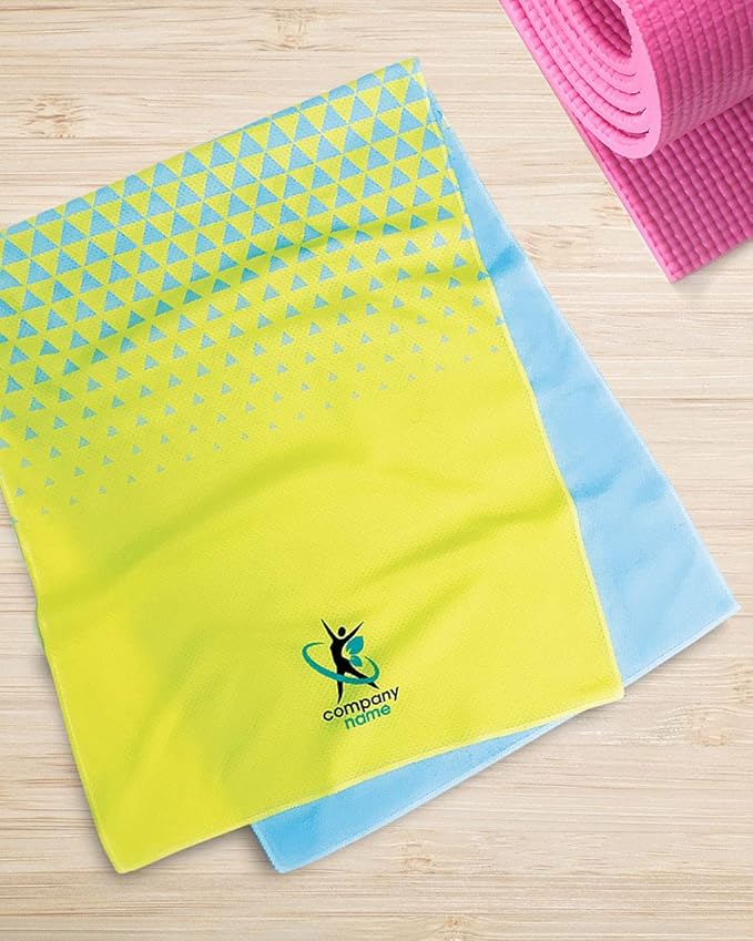 Cooling Ice Towel – 2 Pack 12x31 inch Personalized Chilly Cool Instant Cooler Wrap Rag Outdoor Sports Gym Workout Fitness Customized Photo Design Text Name (Yellow, 12"x31")