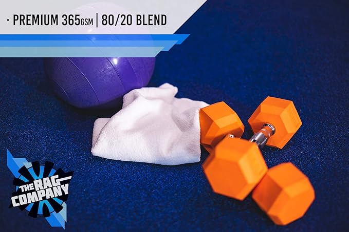 The Rag Company - Sport & Workout Towel - Gym, Exercise, Fitness, Yoga, Sport, Ultra Soft, Super Absorbent, Fast Drying Premium Microfiber, 320gsm, 16in x 27in, White (3-Pack)