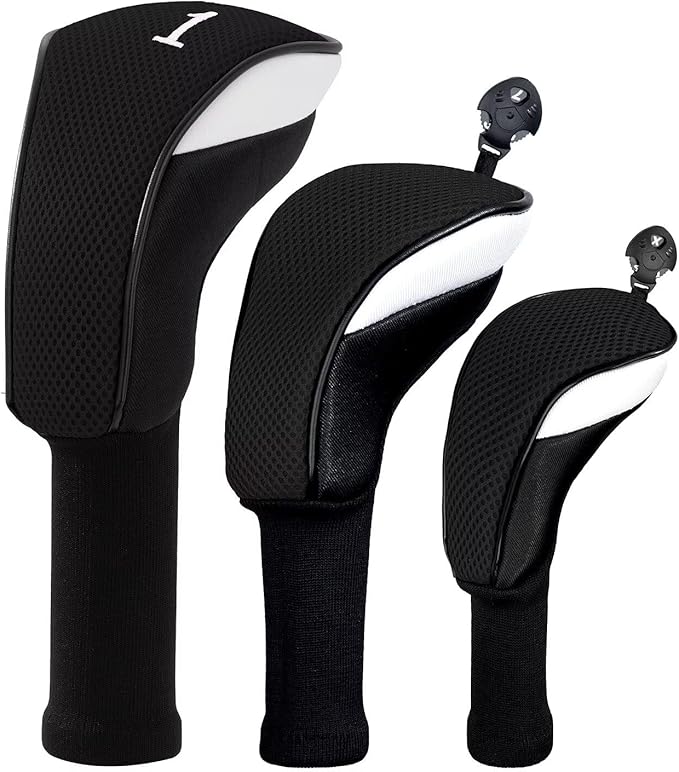 Golf Club Head Cover for Driver Fairway Hybrid 3 Pcs Woods Headcovers, Golf Accessories Head Covers Set with Interchangeable No. Tags 3 4 5 7 X Golf Accessories for Men Women