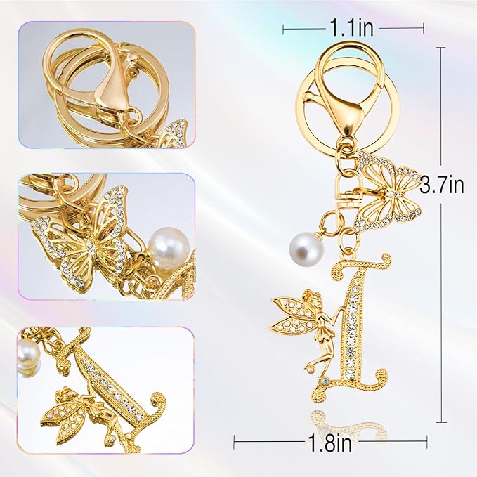 Initial Keychain Bag Charm Women Purse Charms for Handbags Accessories Charm for Wallet Butterfly Pendant for Girls