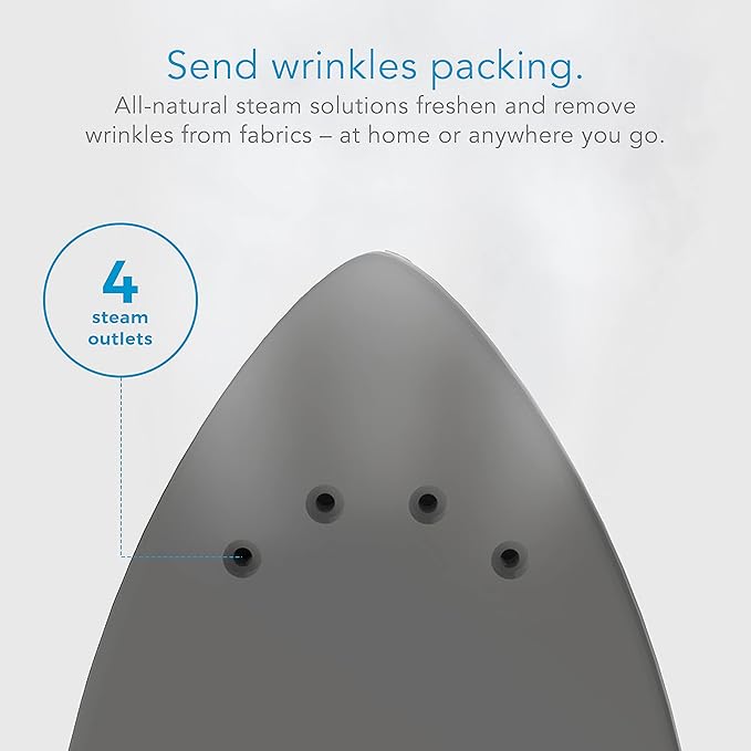Steamfast SF-710 Mini Steam Iron, Non-Stick Sole Plate, Foldable Handle, 45 Second Heat Up Time, Cord Storage, Portable, 6-Foot Power Cord, Chemical-Free Steam Power, White