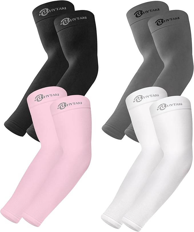 BHYTAKI UV Sun Protection Arm Sleeves, UPF 50 Sports Cooling Arm Compression Sleeves for Men Women Teenager