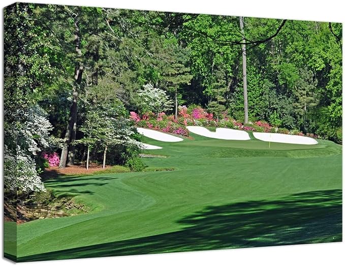 Augusta Golf Course Wall Art for Living Room Bedroom Bathroom Home Decorations Golf Art Golf Course Poster Picture Framed Artwork Canvas Prints Framed Ready to Hang(12''H x 16''W)