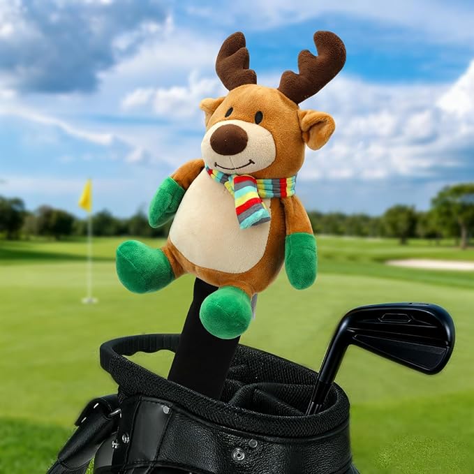 Christmas Golf Club Covers, Fun Plush Headcovers with Soft Protection for Fairway Wood Clubs, Festive Golf Gift for Men and Women