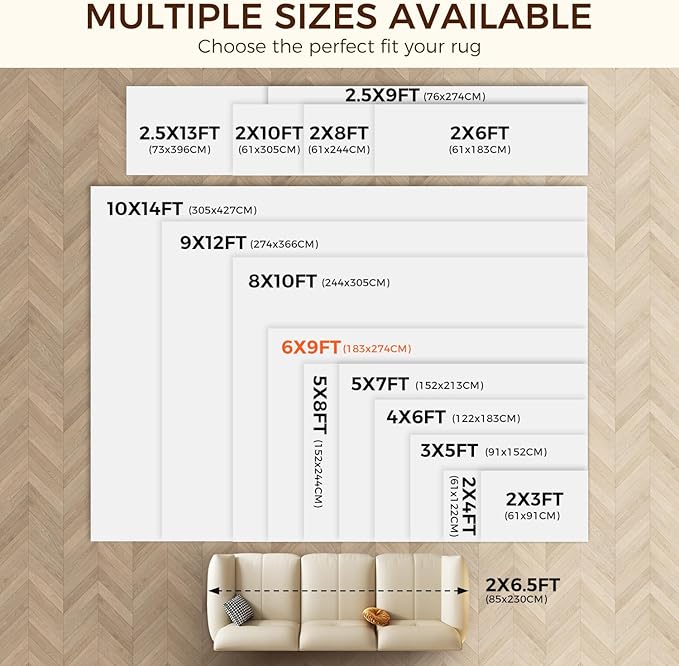 BAGAIL BASICS 6 x 9 FT Rug Pad Gripper for Hardwood Floors, Non Slip Rug Pads for Area Rugs, Extra Thick Under Rug Padding, Protect Your Rugs & Floors