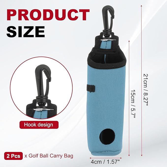 uxcell Golf Ball Carry Bag, Waist-Mounted Storage Bag Neoprene Golf Tee Holder Pouch with Lightweight Hook for Men and Women