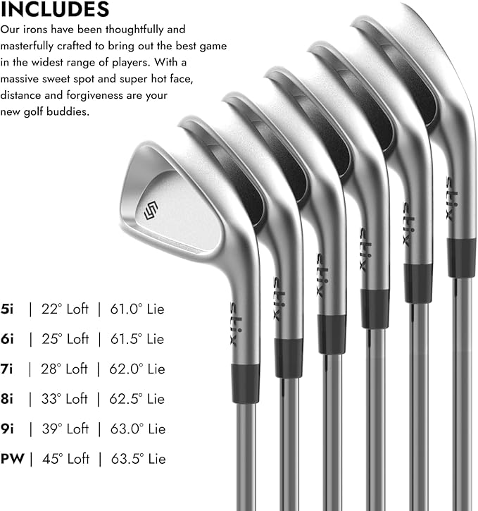 STIX Golf Iron Set – 6 Club Cavity Back Iron Set (5–Pitching Wedge) – Modern Minimal Design – Premium Unisex Golf Clubs