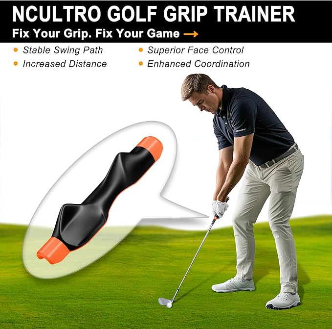 Golf Grip Trainer, Grip Trainer for Golf Clubs - Right Hand Golf Training Aid with Ergonomic Design, Corrects Golf Grip Posture and Improves Swing Accuracy
