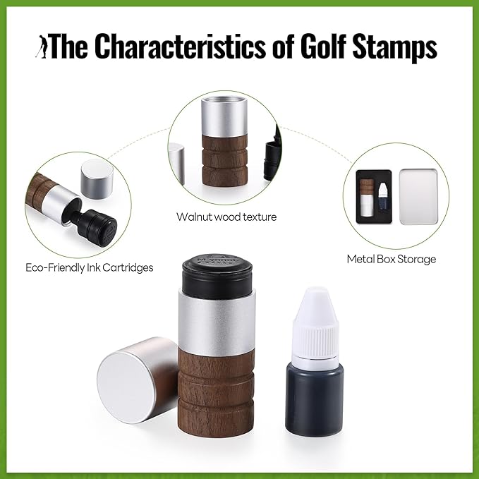Personalized Golf Ball Stamp, Fast-Dry & Waterproof Ink Golf Ball Marker Stamp, Custom Self-Inking Golf Ball Marking Tool Gift for Men Golfers Dad