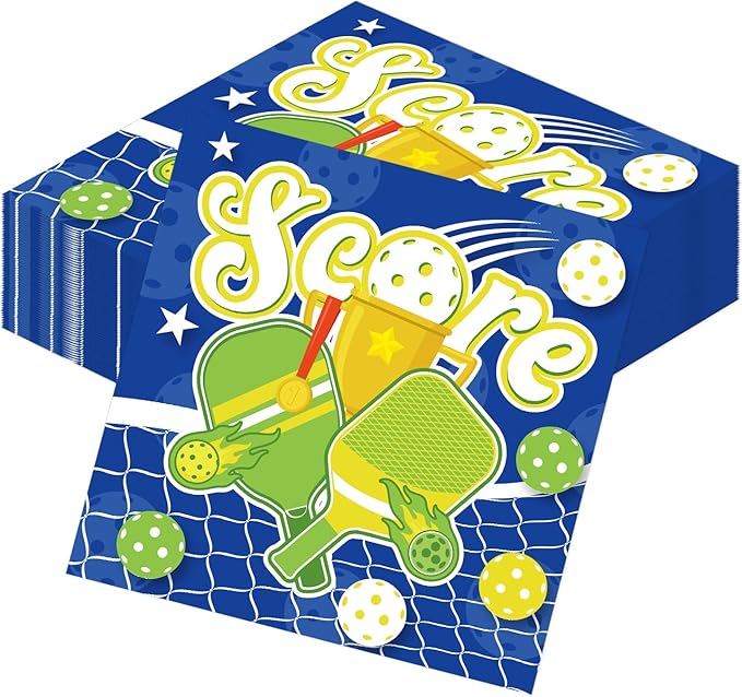 Pickleball Party Napkins Decorations, Disposable Paper Pickleball Napkins Supplies Pack of 50, Sports Baby Shower Birthday Party Decor Size 6.5 Inch